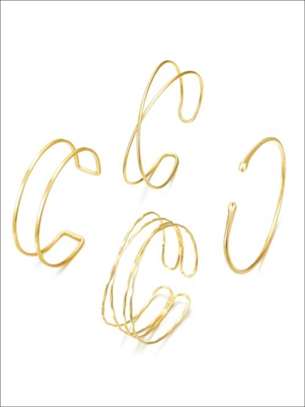 Adjustable Gold Tone Arm Cuffs Minimalist Coil Upper Arm Bracelets Set